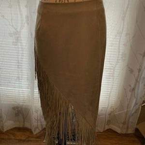 Olivaceous Fringe Faux Suede Skirt free people L